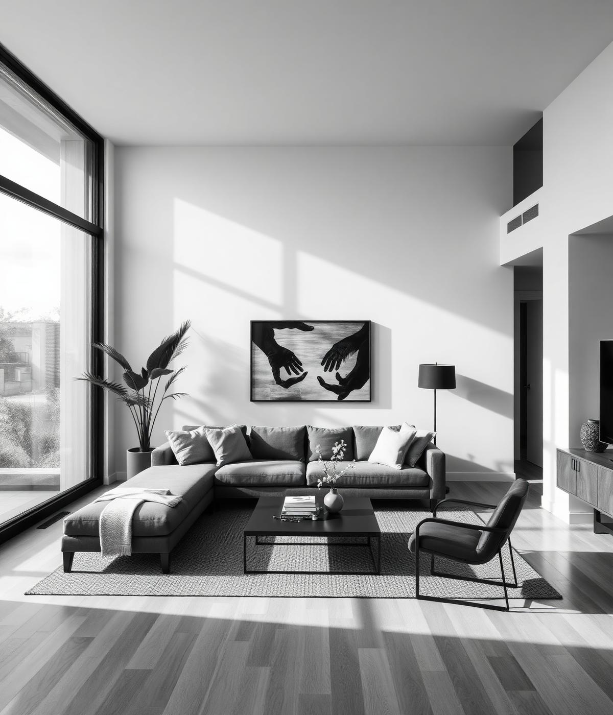 Modern minimalist living room interior